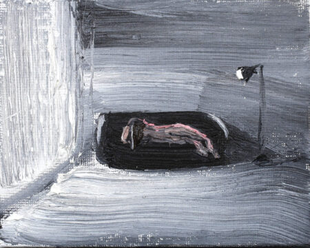 Lying on the couch in a grey space, 2025