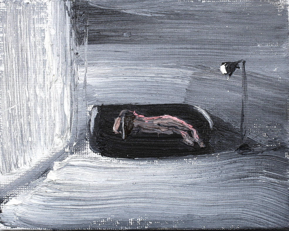 Lying on the couch in a grey space, 2025