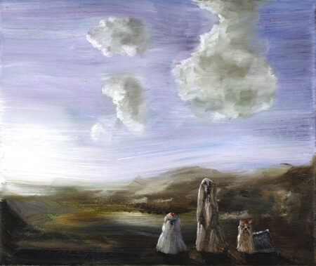 Three dogs in a landscape, 2024